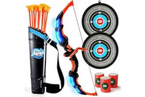 TOY Life Bow and Arrow Toys for Kids 4 6 8 12, Light Up Kids Bow and Arrow Set, Kids Archery Bows Set for Kids with Targets, Toy Gift for 5 Year Old Boys, Kids Toys Boys, Outdoor Toy Games for Kids