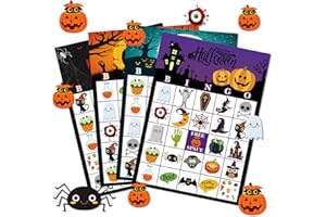 Halloween Bingo Game Set,Party Interactive Cards for Friends,Party Tabletop Game,Halloween Family Gathering Gift (24 Players)