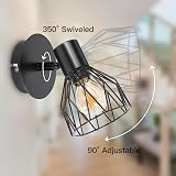 Dehobo Industrial Wall Light with E14 Socket Adjustable Cage 2 Pack Black view 3