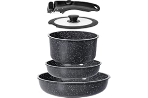 GiPP Ceramic Pots and Pans Set Non Stick, 5 Piece Nonstick Detachable Handle Cookware Sets, Non Toxic Induction Kitchen Pot a