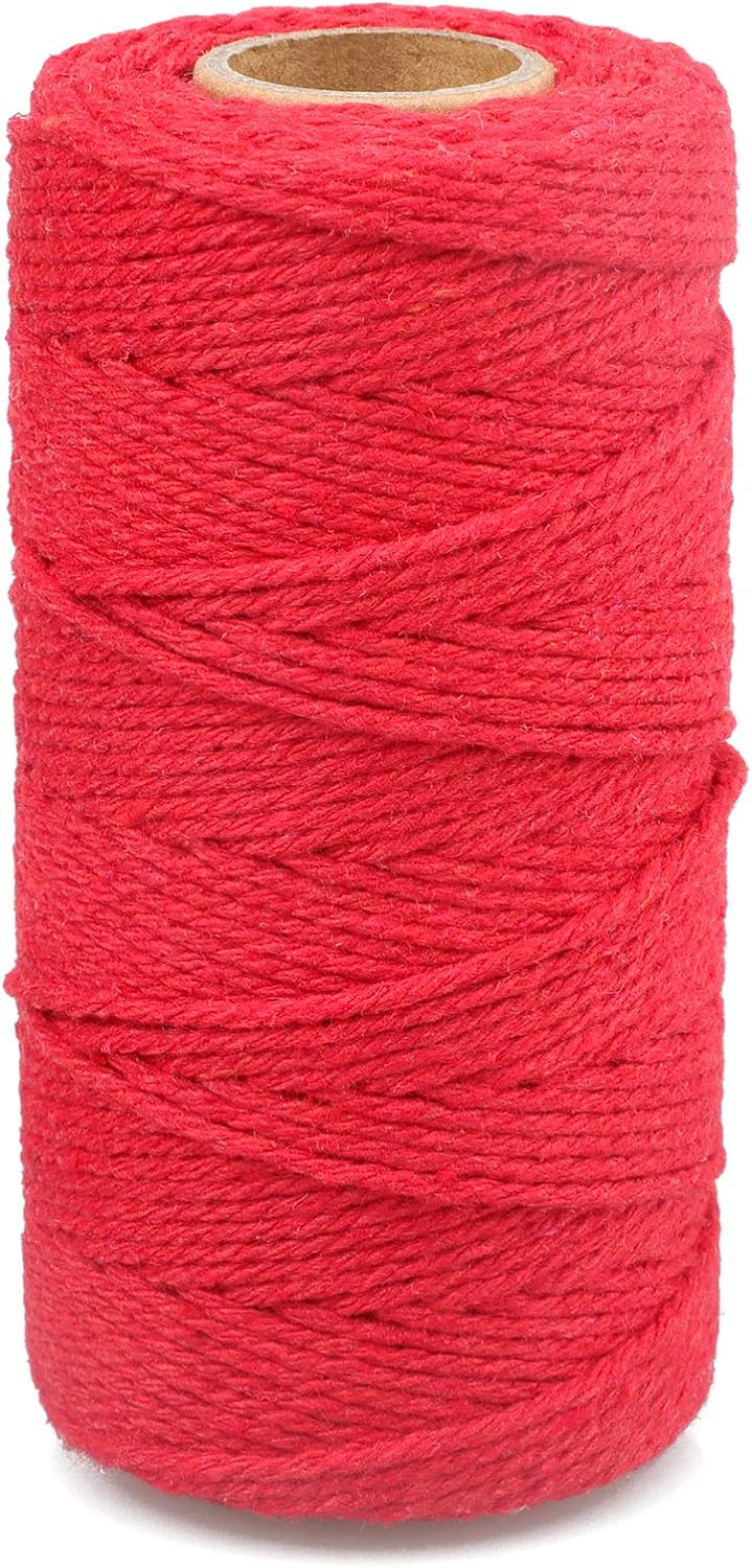 Red String, 100M/328 Feet Cotton String Bakers Twine, 2MM Cotton Cord, Heavy Duty