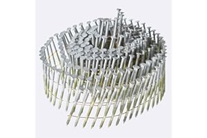 waltyotur 1-1/4Inch x 0.092Inch Collated Wire Coil Siding Nails 15-Degree Full Round-Head Ring 3600 Count Hot-Dipped Galvanized for Rough Nailing of Lathing and Sheathing Materials