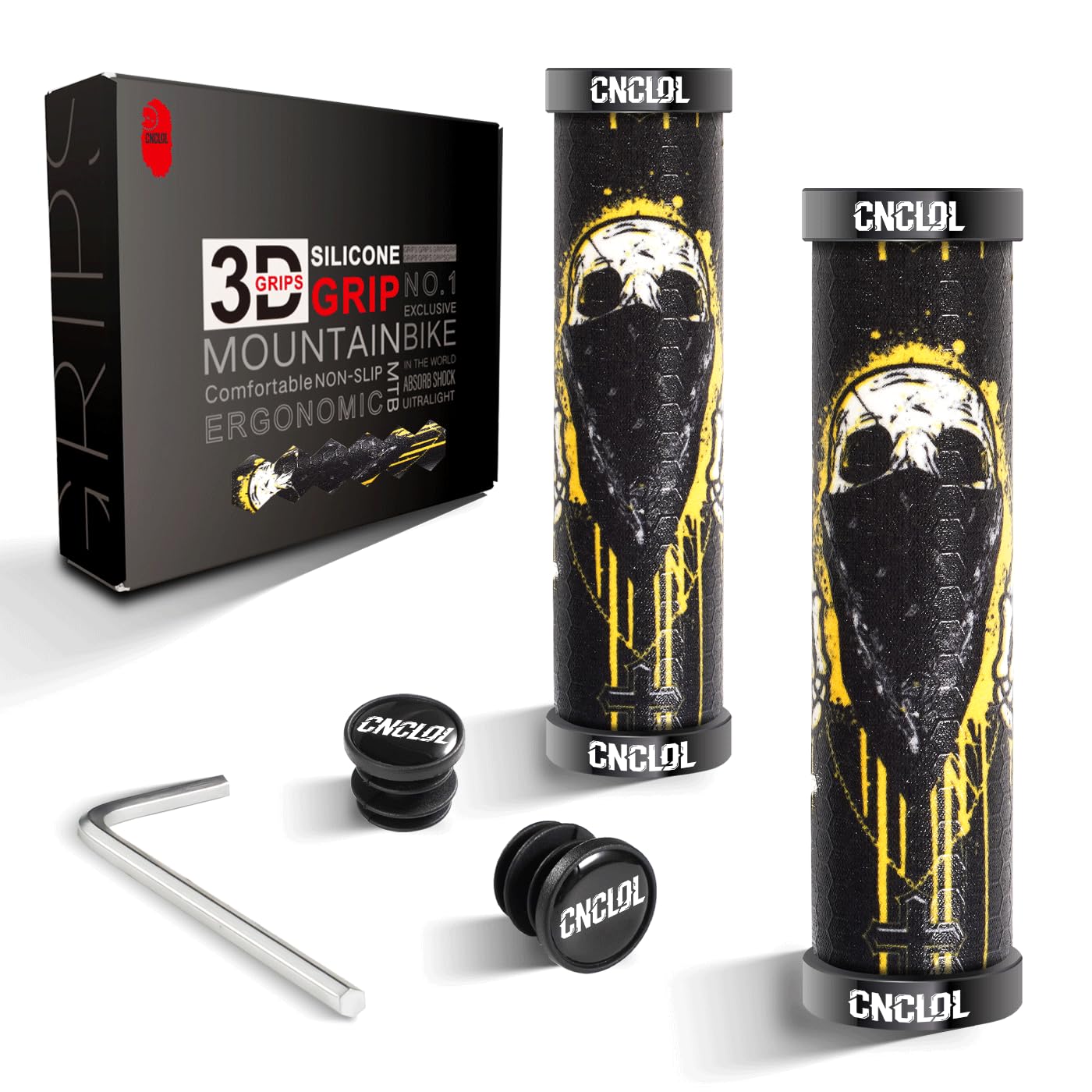 CNCLOL Silicone MTB Grips,22mm Handlebar Grips, Gel Handle grips For BMX/Bicycle/ebike Cycling Bike grips.