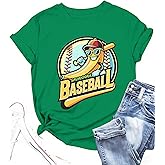 Baseball Shirt Baseball Player T-Shirts Team Women Ballgame Graphic Tshirt Game Day Fan Tee Casual Short Sleeve Top