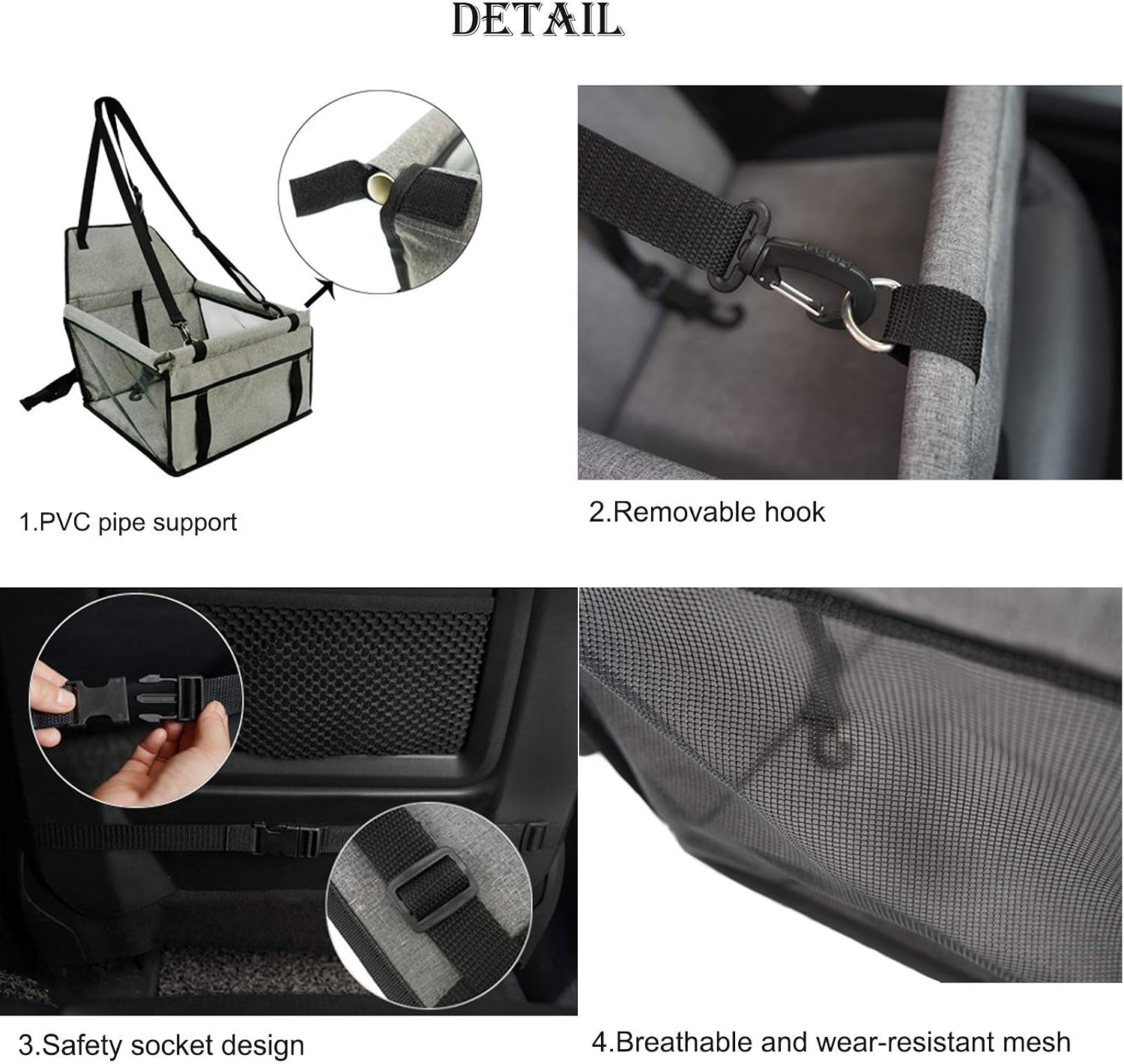 MENGQI Dog Car Seat Upgrade, Dog Booster Car Seat Cover Suitable for Small and Medium-sized Dogs Washable - Image 3