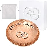 CEELGON 7th Wedding Anniversary Copper Gifts 4" Engraved Jewelry Tray Copper Decorative Dish for Couples Wedding Gift for Him or Her