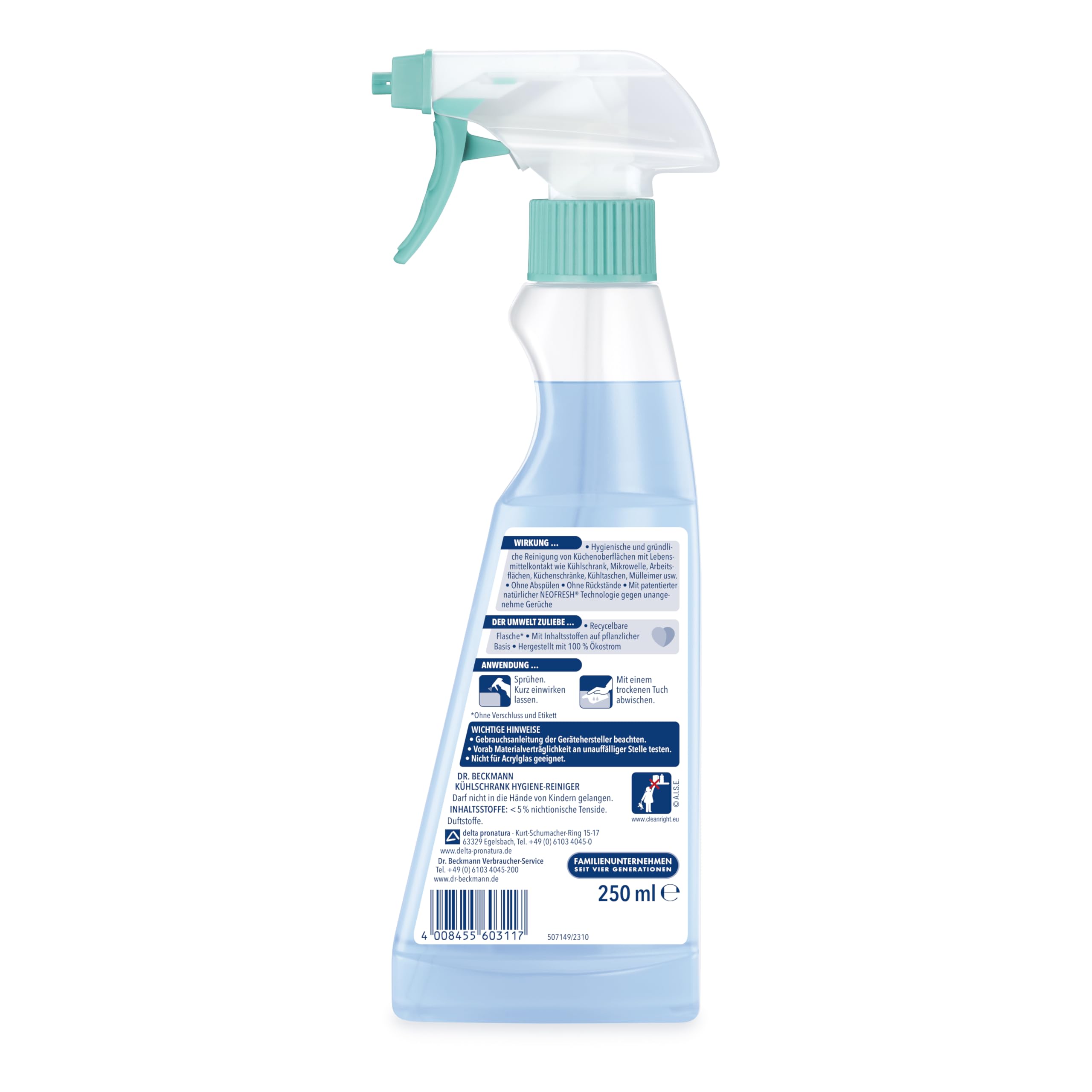 Dr. Beckmann Kühlschrank Hygiene-Reiniger | Reinigt hygienisch und neutralisiert Gerüche | Mit Bio-Alkohol | 250 ml 2