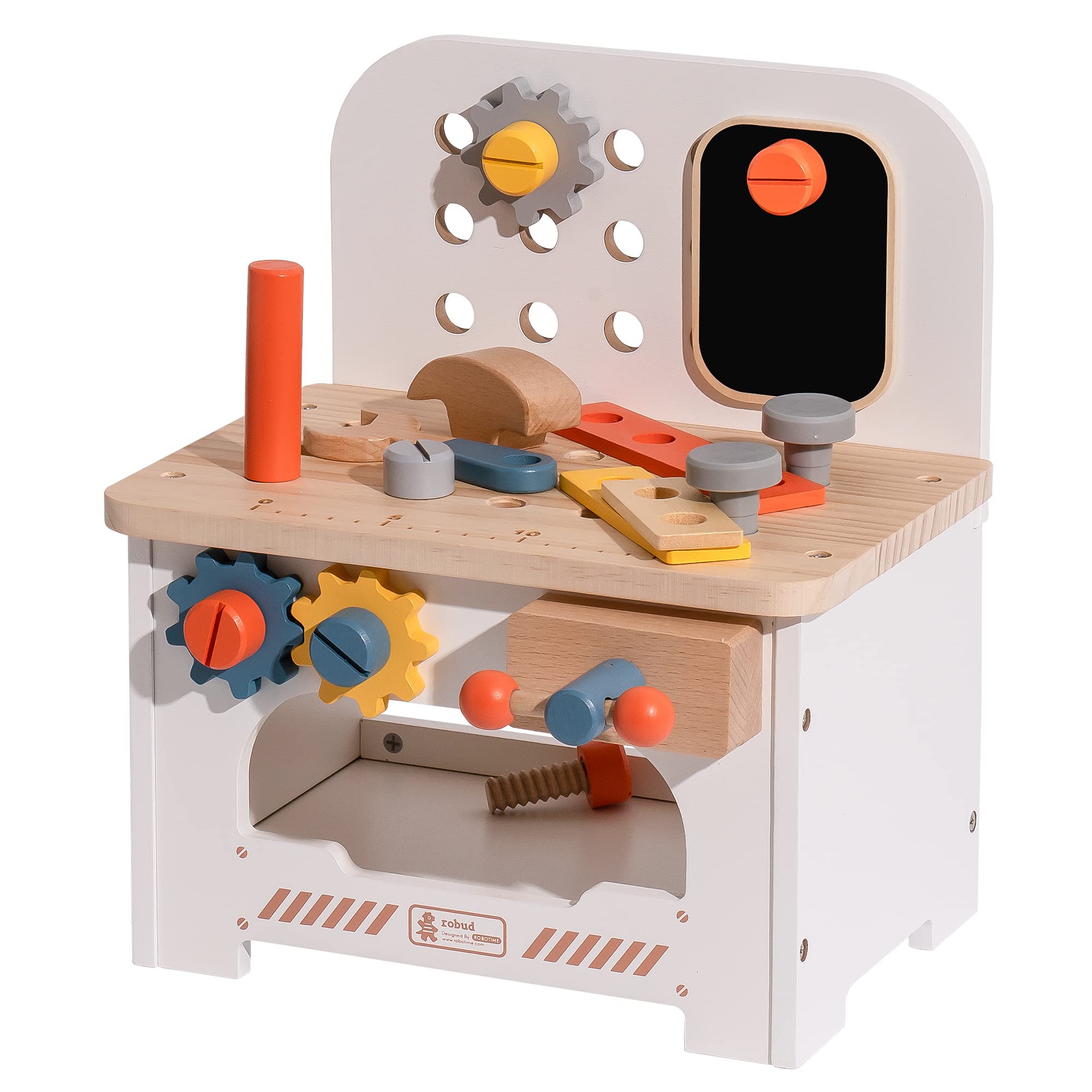 ROBUD Kids Tool Bench Set, Play Wooden Tool Bench Set Toys for Toddlers 3 4 Years Old Boys Girls