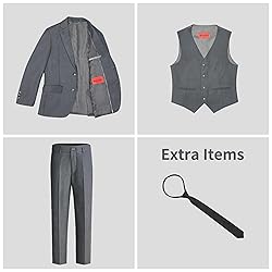Marvelous World Boys Grey Slim Fit Suits Set Formal