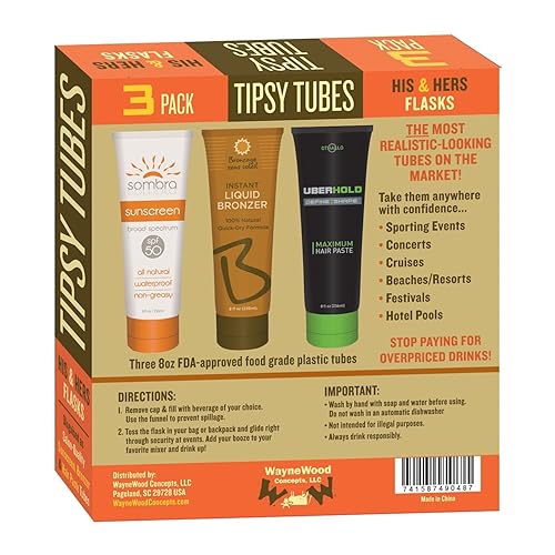 Liquor Pour Spout Tipsy Tubes Hidden Alcohol Flasks (24oz