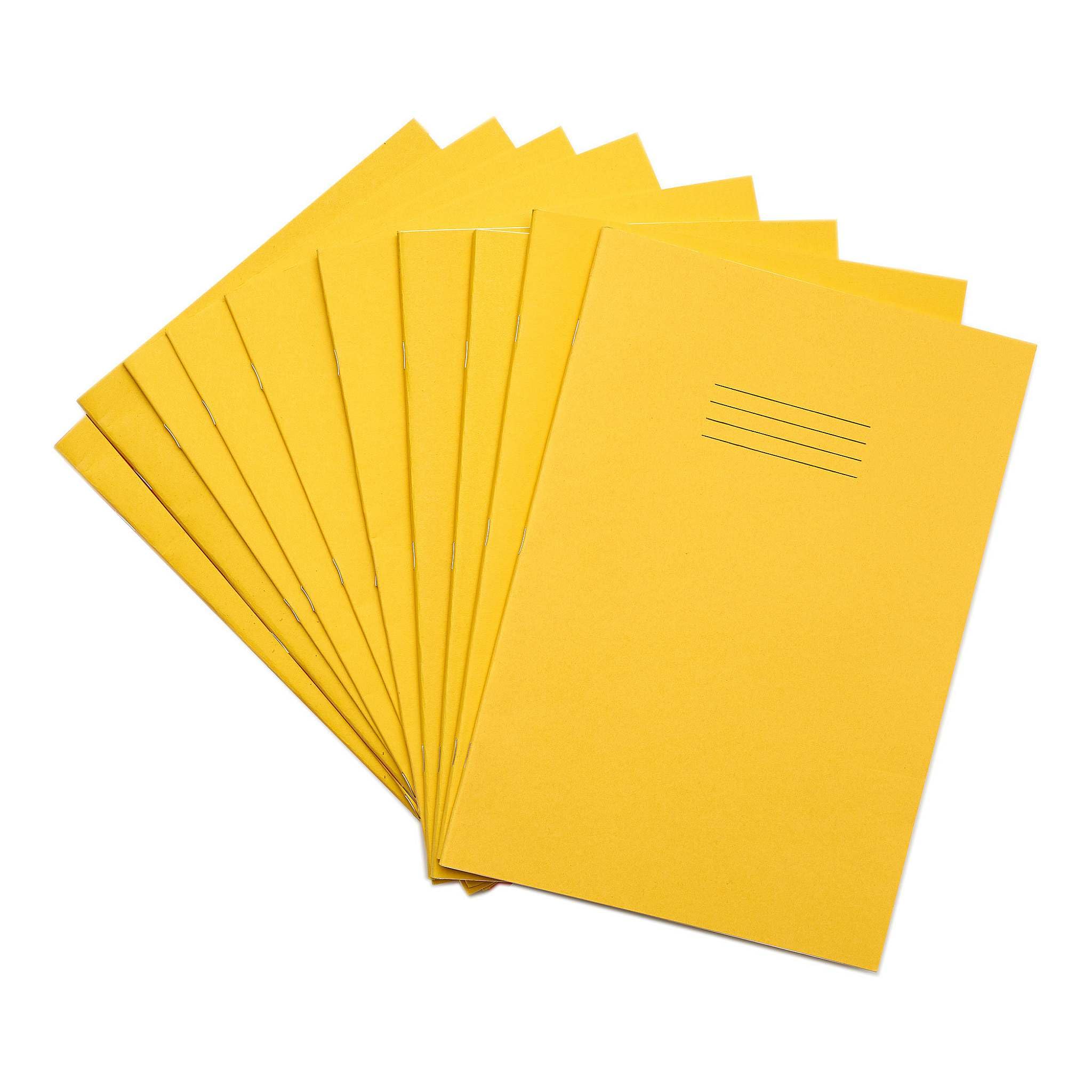 Rhino A4 Tinted Exercise Book, Yellow Cover with Cream Coloured Paper, 10 Pack, 48 Page / 8mm Lined with Margin Dyslexia & SEN Notebook Aids & Resources