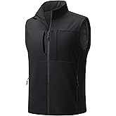 TACVASEN Men's Windproof Lightweight Vest Waterproof with Pockets Softshell Sleeveless Fleece Jacket for Hiking Golf