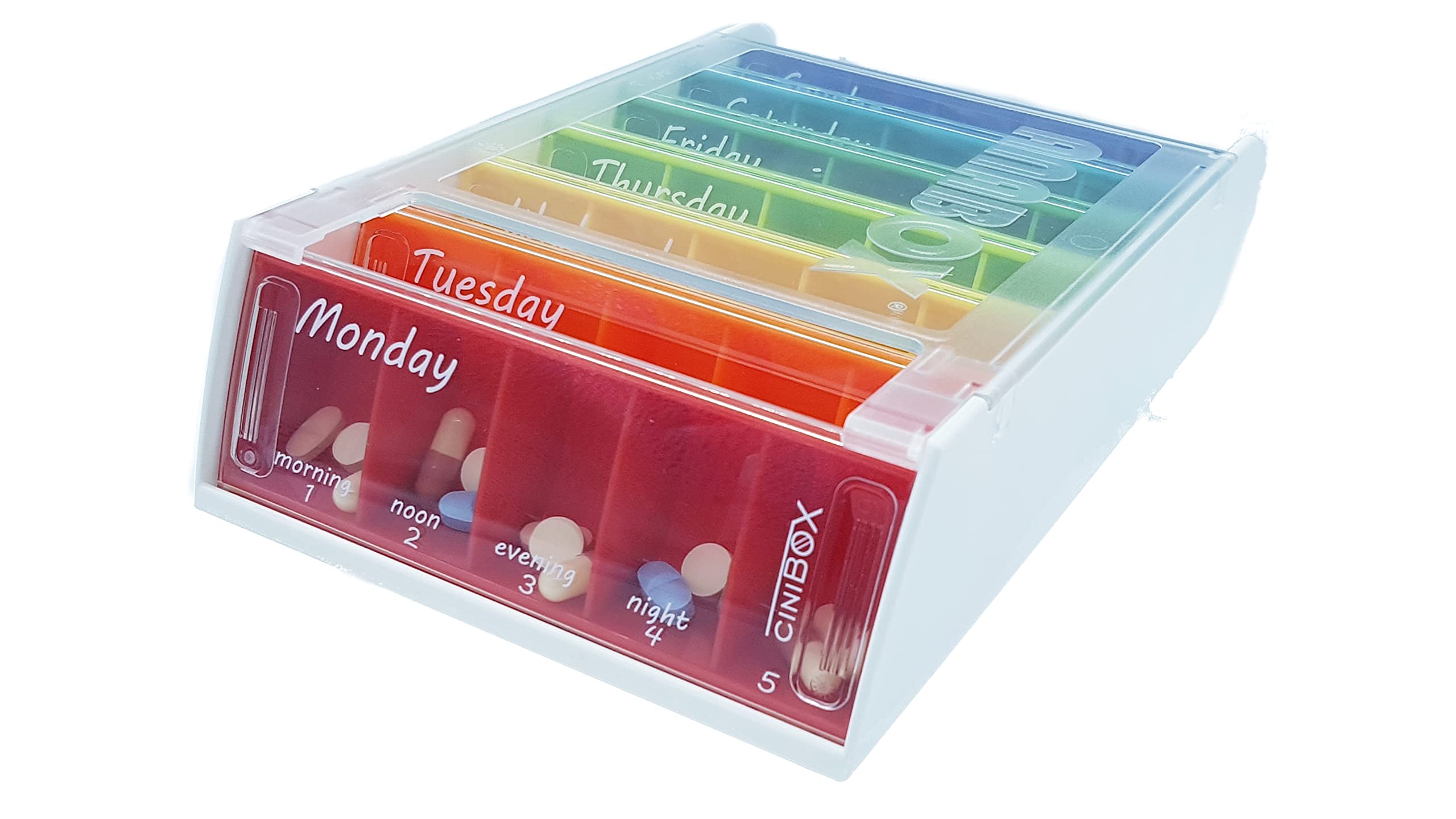 Anabox Multi-Colour 7-Day Pill Dispenser with 35 Compartments