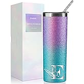 Onebttl Purple Butterfly Gifts for Women with Initial for Butterfly Lovers, 20oz Stainless Steel Tumbler, Perfect for Birthday, Christmas, Mother's Day - Glitter E