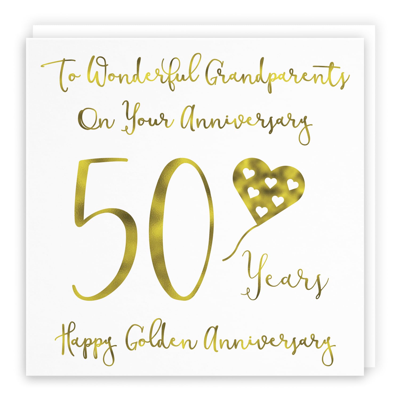 Hunts England - Grandparents 50th Anniversary Card - To Wonderful Grandparents On Your Anniversary - 50 Years - Happy Golden Anniversary - Milano Collection