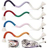 Dgerp Cat Chew Ropes 4Pcs, Cat Toys for Indoor Cats with Refillable Natural Catnip, Safe Teeth Cleaning Chew Toys, Interactiv
