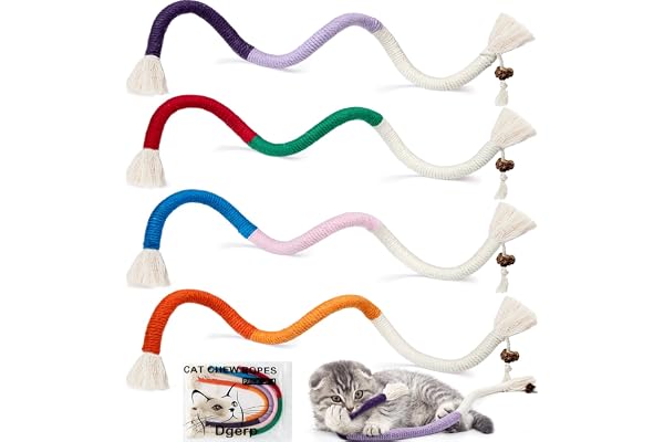 Dgerp Cat Chew Ropes 4Pcs, Safe Cat Toys for Indoor Cat with Natural Catnip | Safe Teeth Cleaning Chew Toys,Interactive Kitte