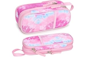 Bagseri Pencil Case for Girls - Expandable Special Pencil Case for Kids Large Capacity Pencil Pouch for Teen Girls Pencil Bag for School Student, Pen Case Only (Purple Blue Tie-dye)
