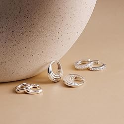 Inerney Sterling Silver Hoop Earrings Set for