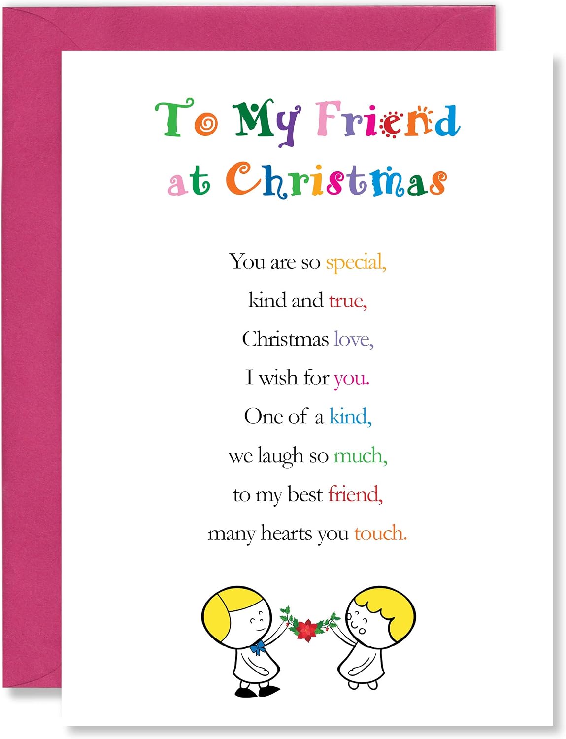 Clarabelle Cards - To My Friend at Christmas (Best Friend, red and green with metallic accents, A7
