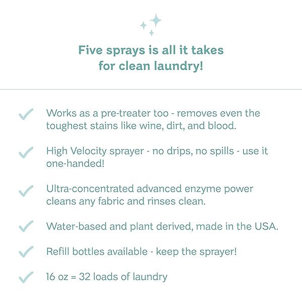 CLEAN MAMA LAUNDRY DETERGENT SPRAY & PRE-TREATER – NATURAL LAUNDRY DETERGENT SOAP FOR SENSITIVE SKIN – ECO-FRIENDLY, HE COMPATIBLE – UNSCENTED – 64+ LOADS OF LAUNDRY, STARTER + REFILL, 16 OZ EACH