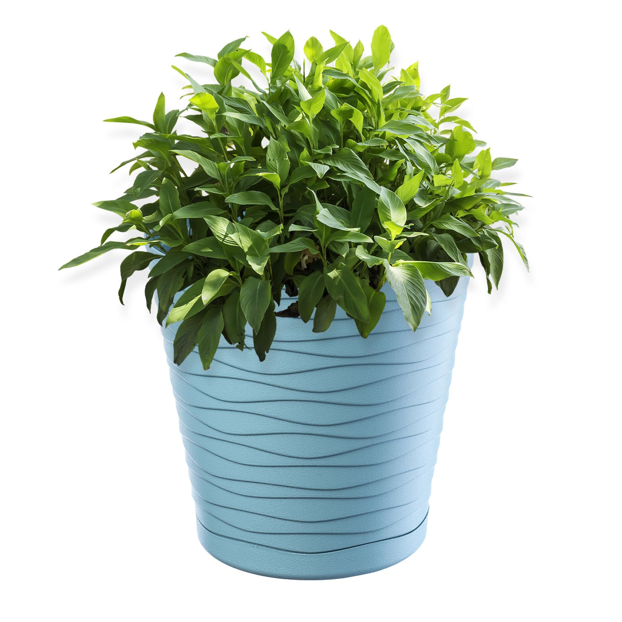 KADAX Plastic Flowerpot, Indoor Plant Pot with Saucer, Lightweight Flower Pot in Several Colours and Sizes, Unique Planter for Houseplants (17 cm, Peppermint)