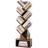 SHEEPAM 10 Tier Tree Book Shelf, Floor Standing Wood Bookshelf For Narrow Space Storage Organizer Bookshelves For Books Cds Magazine Bookcase With Shelves For Home Office Living Room White&pid=ndyzogy3nw - View #12