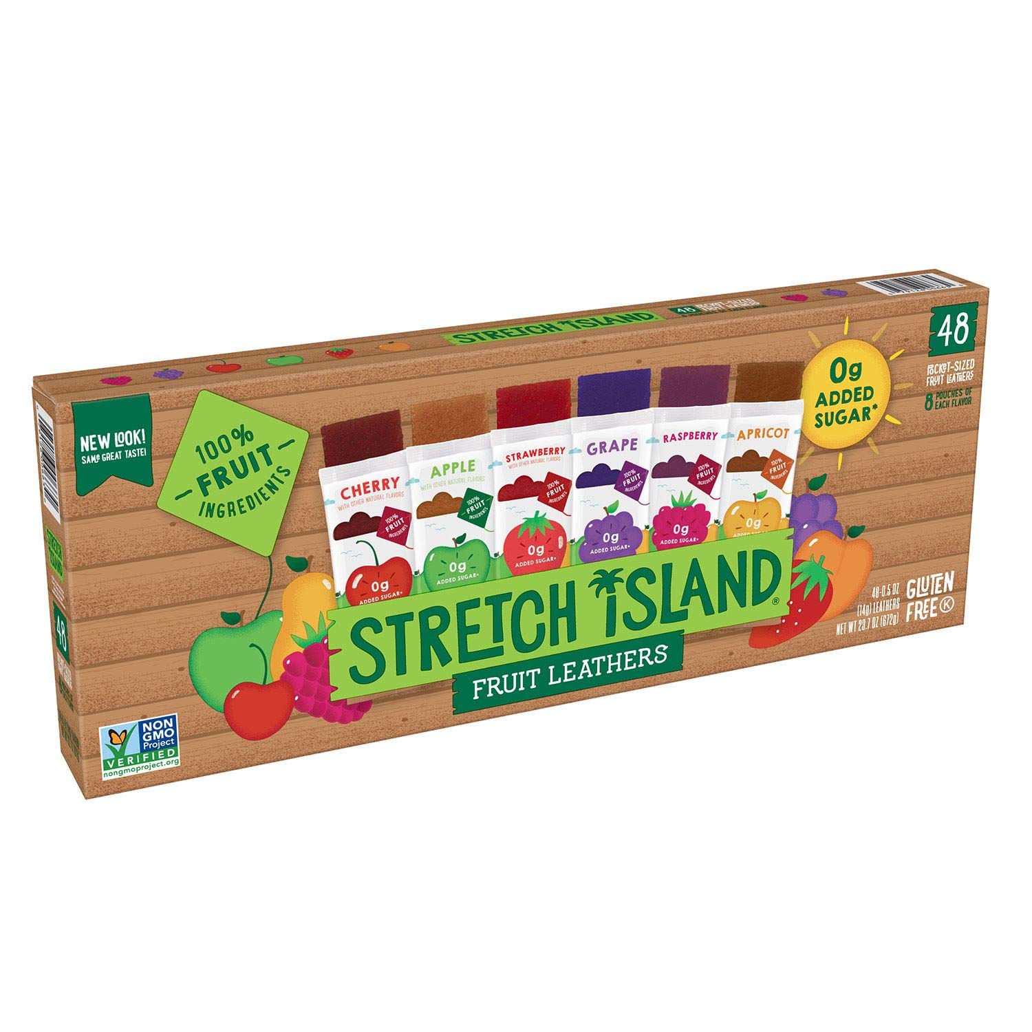 Stretch Island Fruit Leather Snacks Variety Pack - 0.5 Ounce Strips - 48 Count - 4 Pack