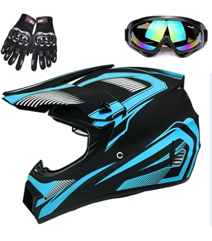 Ever TA DOT Certified Motocross Helmet Set, Off-Road ATV Motorcycle Helmet For Adult Men Women With Goggles Gloves, Adult Dirt Bike Motorbike Helmet For Street Scooter (Color : J, Size - View #8