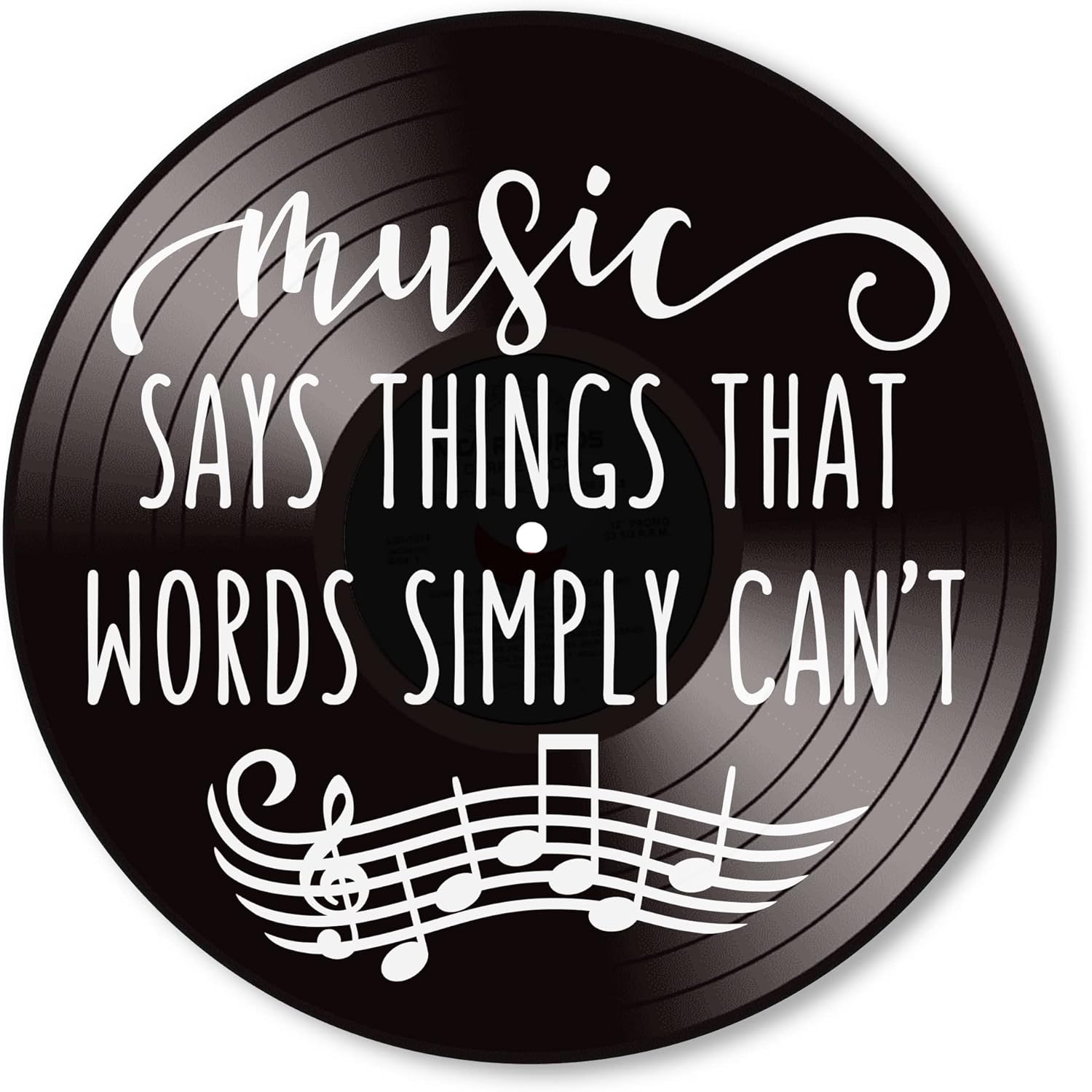 Mixed Media - Music Says Things Quote on a Repurposed Upcycled Vintage Vinyl Record Album wall decor