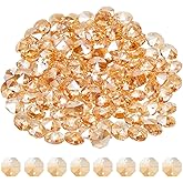 SOFPLATE 1 Box 120Pcs Glass Octagon Prism Beads Suncatcher Bead Bulk Replacement Sun Catcher Glass Link Connector Prisms Chandelier Crystals Faceted Loose Bead for Jewelry Making Chandelier DIY Crafts