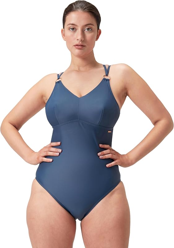 Fato de Banho Modelador de 1 Peça com Alças, Moldador, Fato de Banho para Férias e Fato de Banho de Praia para Mulheres, Azul Abeto, 36