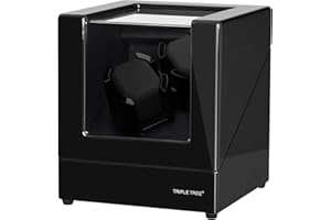 TRIPLE TREE Double Watch Winder for Automatic Watches, Wood Shell Piano Paint Exterior and Extremely Silent Motor, with Soft 