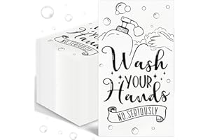 IANFEPH 100 Pcs Disposable Hand Towels for Bathroom Paper Towels for Guests 3 Ply Wash Your Hands Bathroom Etiquette Guest Napkins for Powder Room Wedding Birthday Holiday Anniversary, Black White
