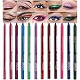 evpct 12Pcs Pink Rose Red Orange Purple Black Silver Blue Red Brown Colored Glitter Eyeliner Eye Liner Pencils Makeup Set for Women Waterproof lapiz delineadores de colores para ojos contra el agua