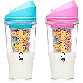CRUNCHCUP Bundle &amp; Save on Two Portable Cereal Tumblers - No Spoon, No Bowl, It's Cereal on the Go [Blue &amp; Pink]