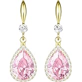 Linawe Imitation Diamond Dangle Earrings for Women Trendy, Rhinestone Drop Chandelier Earrings, Teardrop Crystal Cubic Zirconia Wedding Jewelry Set, 14K Gold/Rose Gold/Silver Tone