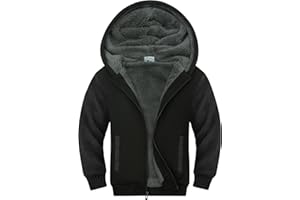 Ceoutdoor Fleece Jacket for Boys Sherpa Lined Hoodie Zip Up Sweatshirts Teenage Kids Winter Warm Coat Outwear, Size 6-15