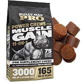 Bully Max 11-in-1 Dog Muscle Builder Power Chews - High Protein Muscle Gain Supplement with Amino Acids - Vet-Recommended for Puppy &amp; Adult Canines, All Breeds &amp; Ages - Made in USA - 75 Soft Chews