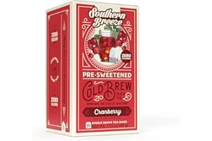 Southern Breeze Cold Brew Sweet Tea Cranberry Iced Tea with Black Tea and Zero Carbs Zero Sugar, 20 Individually Wrapped Tea Bags
