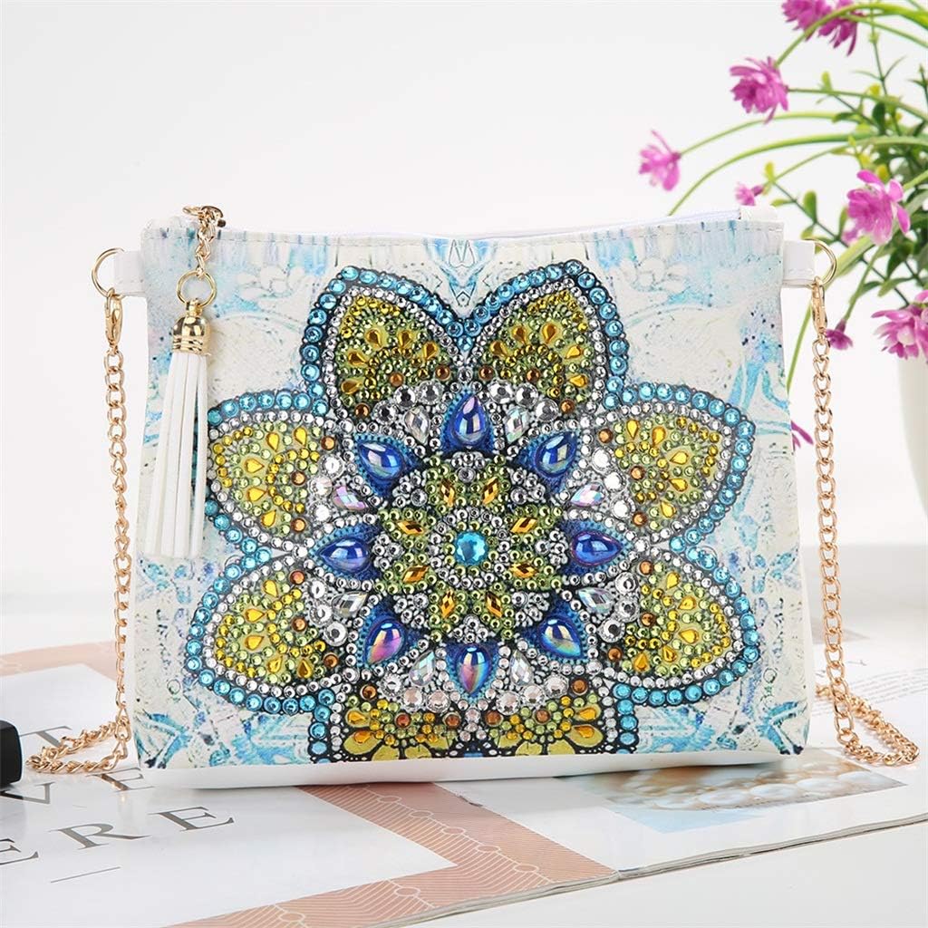 DIY 5D Diamond Art Painting Flower Crossbody Bag LEKUKY Special Shaped Drill Cross Stitch Handbag Purse Tote Shoulder Bag Embroidery Kit Leather for Girl Women Adults Art Craft Decor