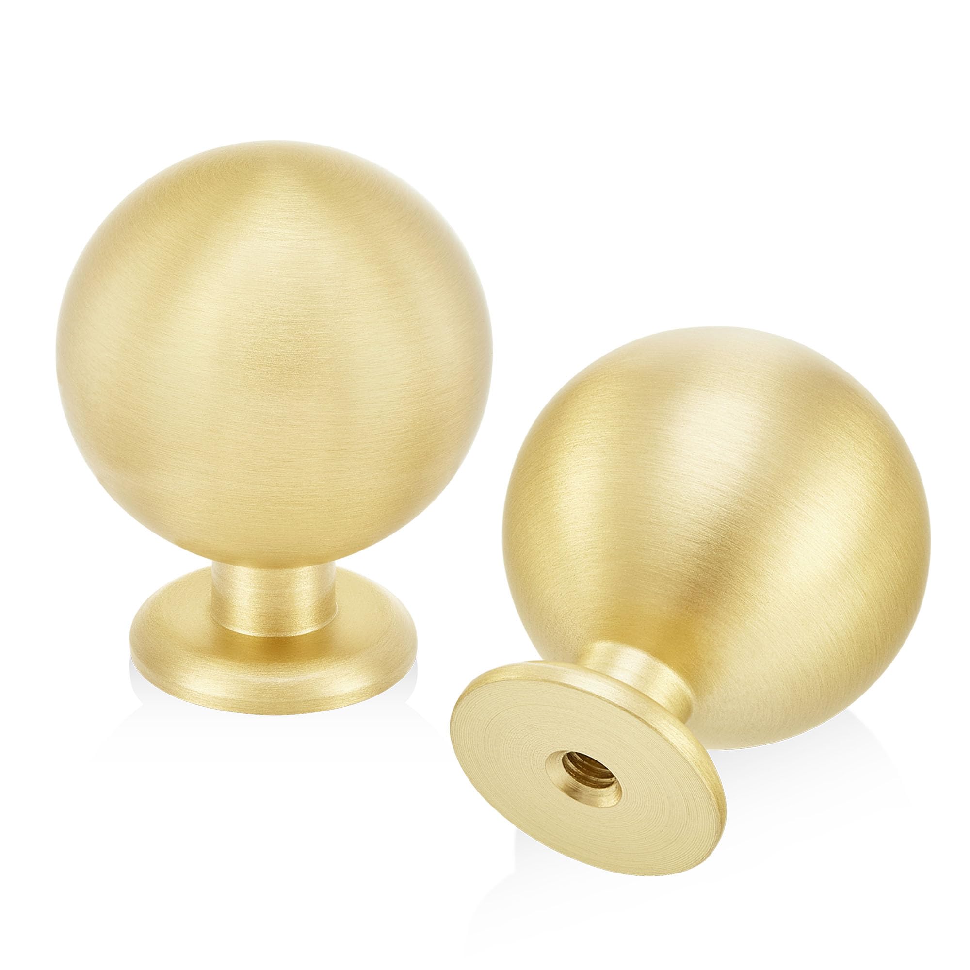 Photo 1 of QOGRISUN 10-Pack Solid Brass Cabinet Knobs, Round Ball Gold Knobs for Dresser Drawer, 1.1-Inch Diameter, Sphere Cabinet Pulls, Brushed Brass Finish