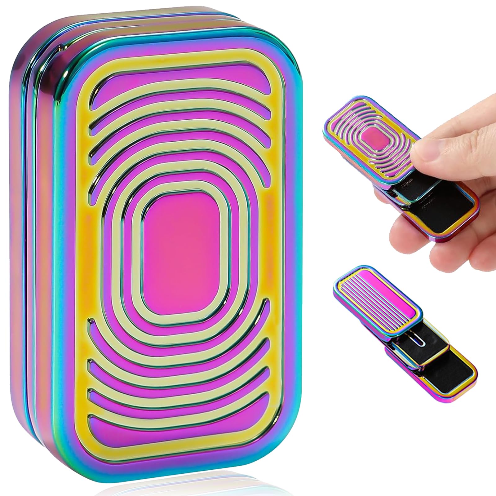 Bufccy Fidget Slider 3 Layer EDC Gadgets Toy, Metal Magnetic Haptic Fidget Toys for Adults Anxiety/Stress Relief, Gift for Boyfriend, Husband and Father (Colorful)