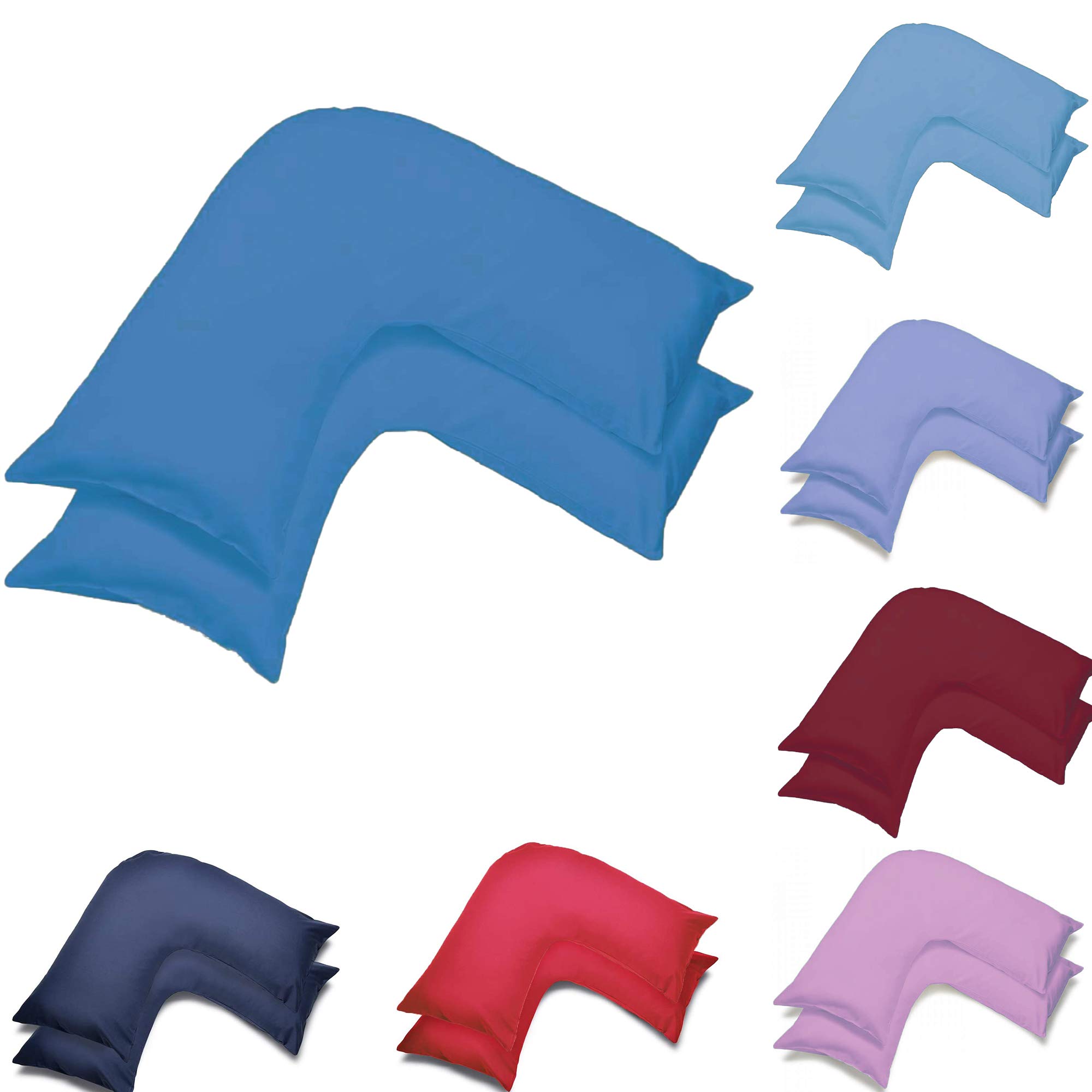 US Fabrics Pack Of Two Orthopedic V Shaped Pillow Case Cover | Orthopedic/Pregnancy/Maternity/Nursing Pillow Cases | UK V-Shaped Pillowcase Pair (Teal)