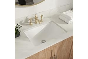 DeerValley 18"x 13" Ceramic Porcelain Rectangular Undermount Bathroom Sink with Overflow, DV-1U306 White Under Counter Vanity