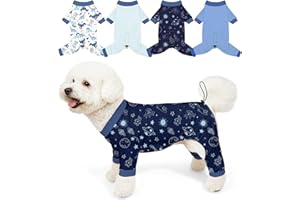 Bienbee Dog Pajamas, 4 Pack Cute Soft Dog Puppy Clothes Dogs Pjs Onesies Jammies Outfit Adjustable Breathable & Stretchy Clothes for Small Medium Large Dogs Girl Boy Puppy-M