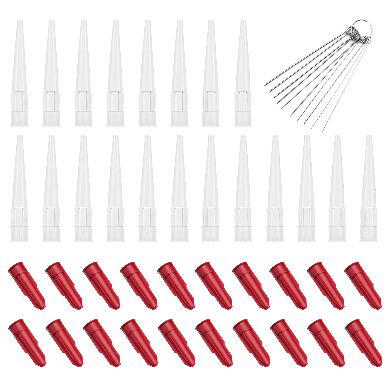 40pc Silicone Tube Nozzles & Caps, Household Sealant Nozzles Set, Replacement Tips for Caulking Gun (Style A)