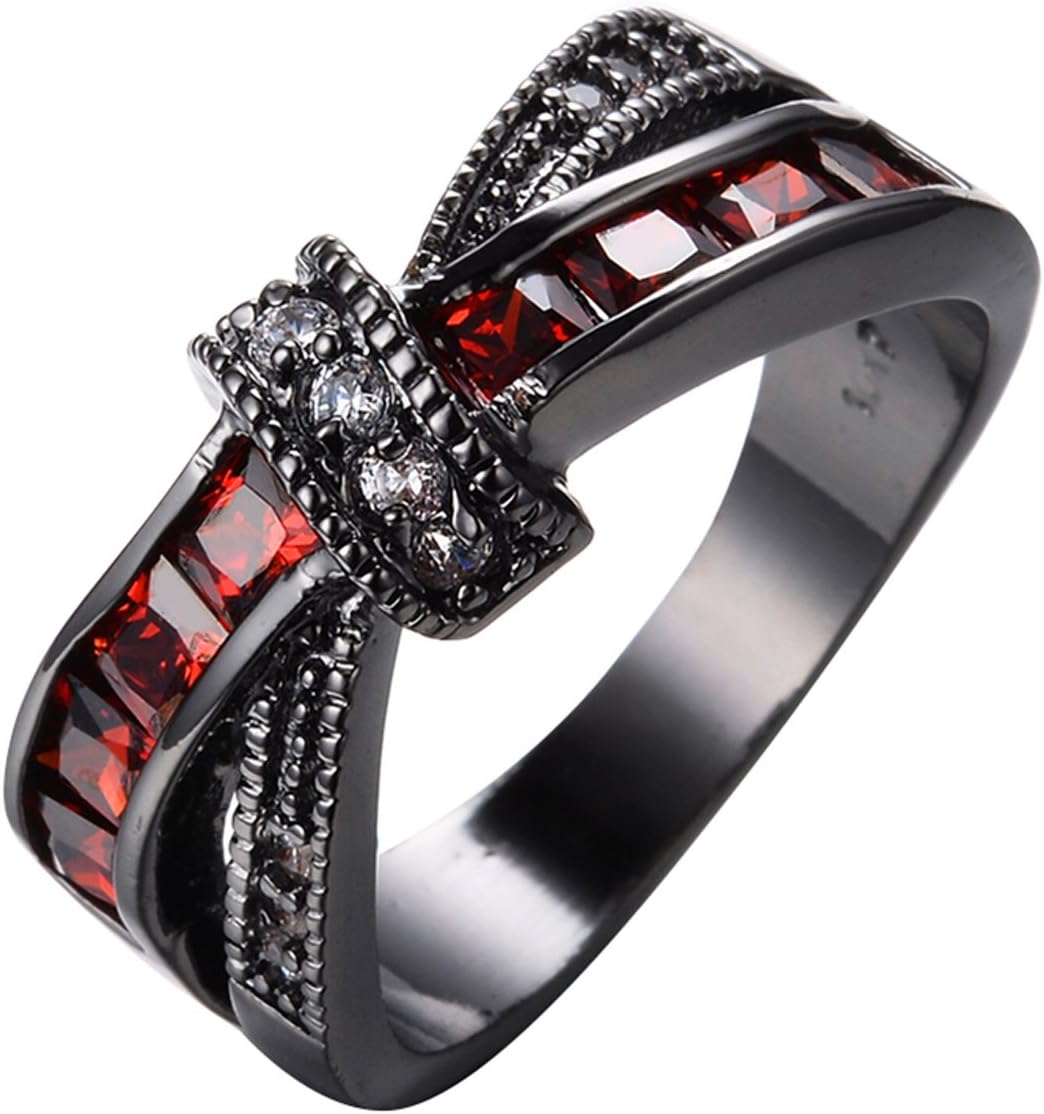 LUXXY Jewelry Fashion Red Cross Black Gold Filled Vintage Ring