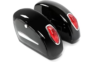 EGO BIKE Motorcycle Universal Saddlebags Hard Saddle Bag Trunk w/Light for Honda Yamaha Harley Suzuki Kawasaki