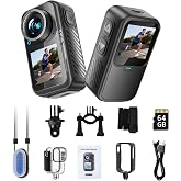 NUISK 4K 128GB Action Camera, EIS, Wide Angle, Dual Screen, Waterproof | EIS Stabilization, 130&deg; Wide Angle, Dual Touchscreen, Pre-Record, Waterproof for Vlogging, Outdoor Adventures